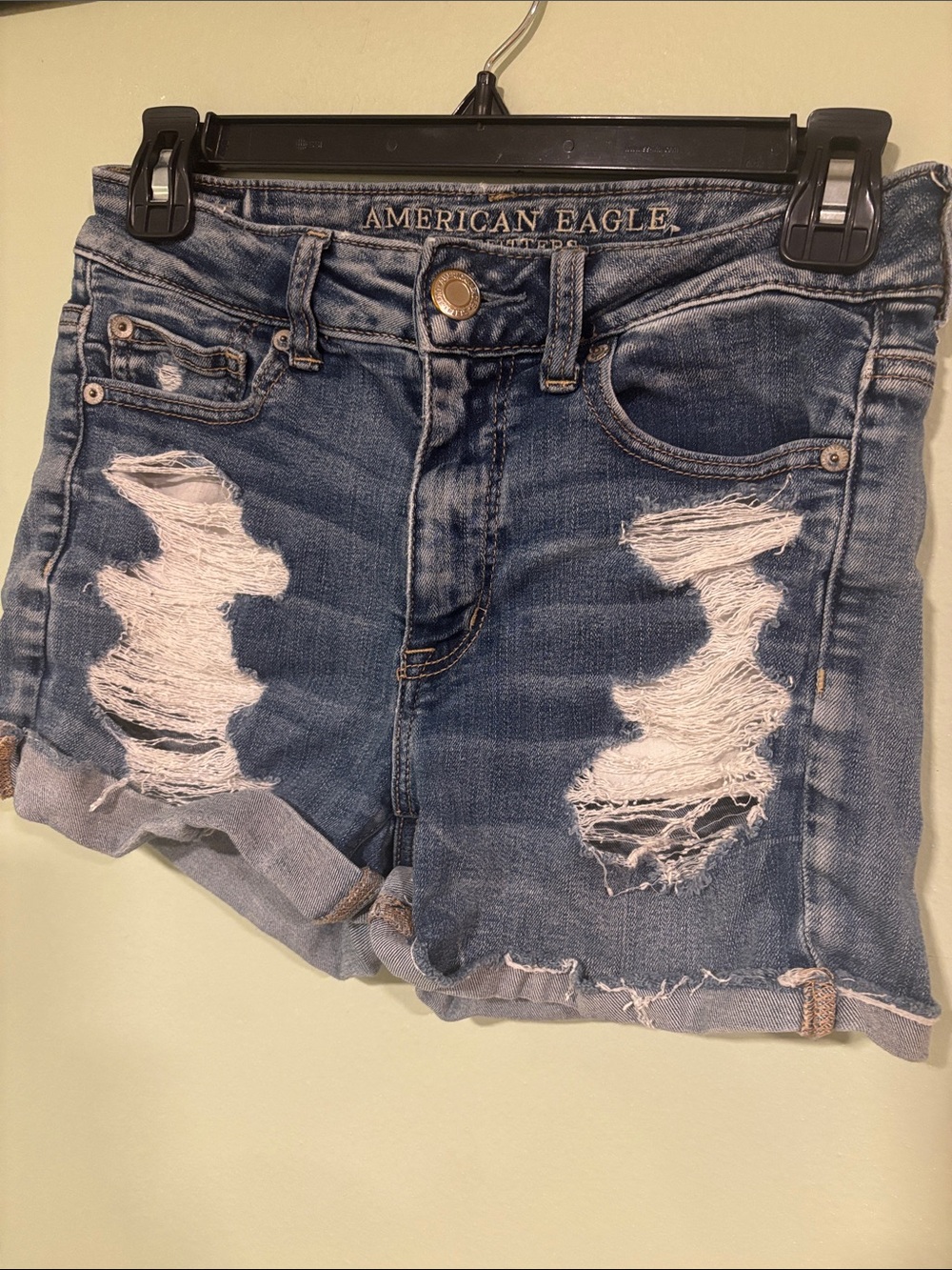 American Eagle Ripped Blue Denim Cutoff Shorts